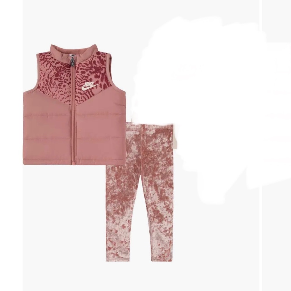 Nike Toddler Girls Puffer Vest & Velvet Leggings Set Size 24months NWT